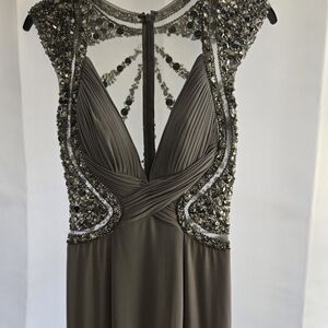 Milano Backless Gray Embellished Dress